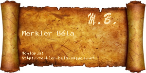 Merkler Béla névjegykártya